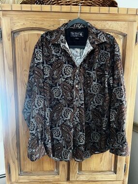 Nat Nast Brown Paisley corduroy  Button-Up Shirt